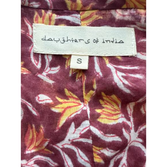 Daughters of India Kyra Cotton Midi Dress in Sumac Red & Gold Size Small - Picture 8 of 8